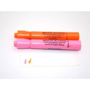 Vintage Sanfords Major Accent Read Through Color Pink + Orange Highlighters